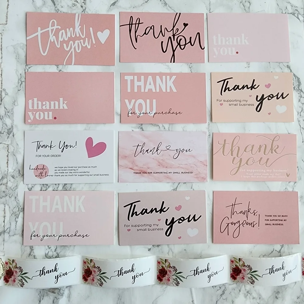 220pc Thank You Business Cards & Stickers